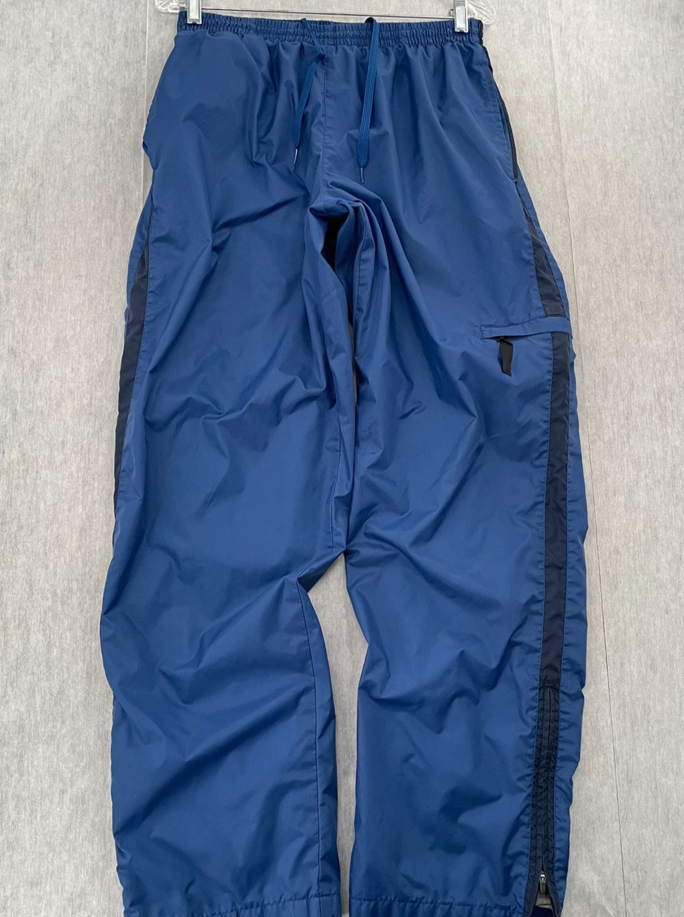 VINTAGE Nike Pants Adult Large Blue Lined Jogger Pockets Drawstring Logo Mens L